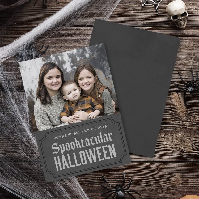 Mörk Grått Spooktacular Halloween Photo Kort (Skapare uppladdad)