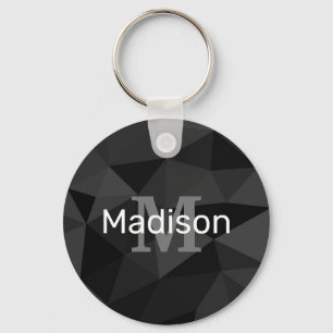 Mörk grått svart geometriskt nät mönster Monogram Nyckelring