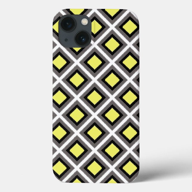Mörk Grått, svart, Gult Ikat Diamonds av STaylor (Baksida)