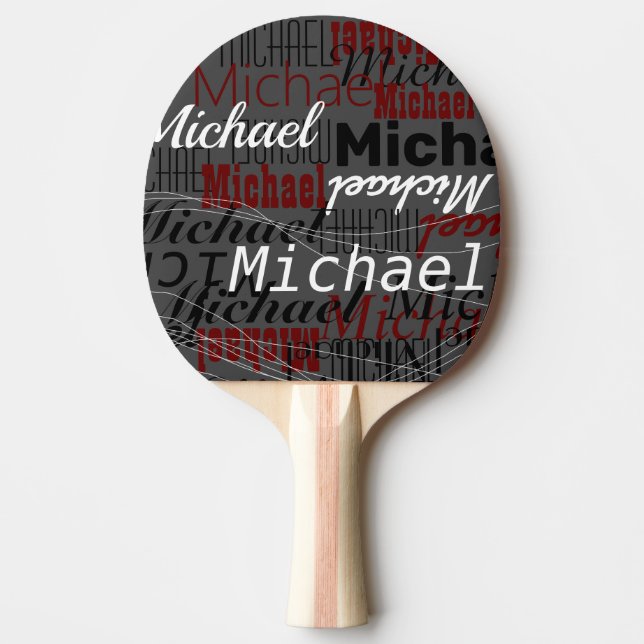 Mörk Grått TableTennis med spelarens namn Pingisracket (Framsidan)