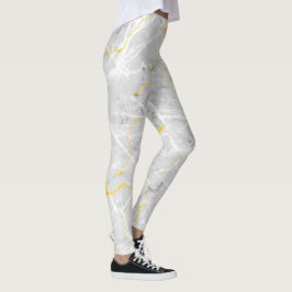 Mörk grått, vit guld-folie, marmor mönster leggings