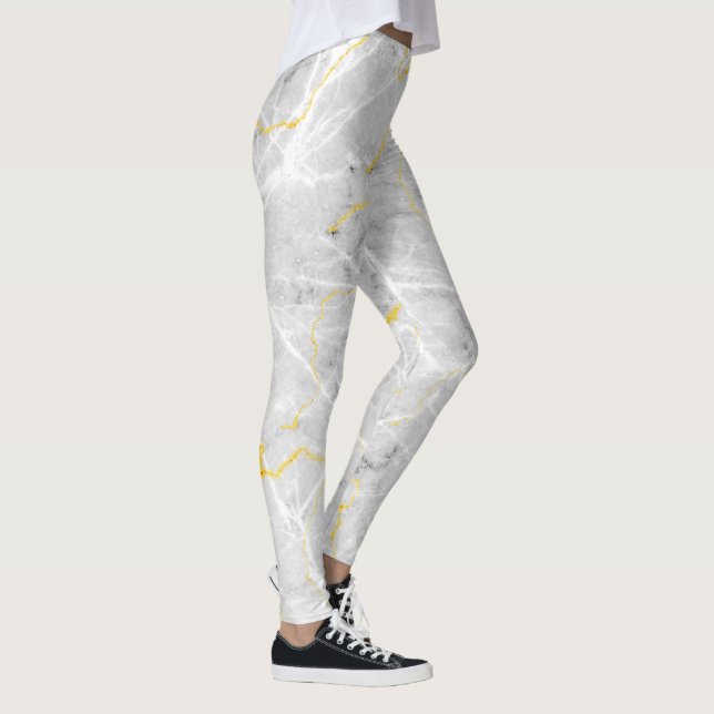 Mörk grått, vit guld-folie, marmor mönster leggings (Höger)