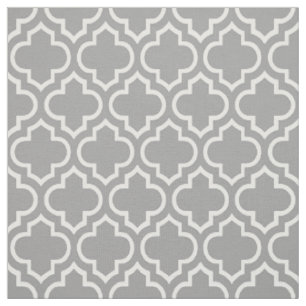 Mörk - grått, vit marockanska Quatrefoil #6 Tyg