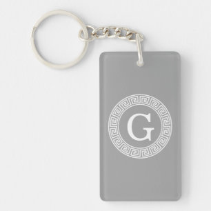 Mörk Grått Whant Grekiska Nyckel Rnd Ram Initial M