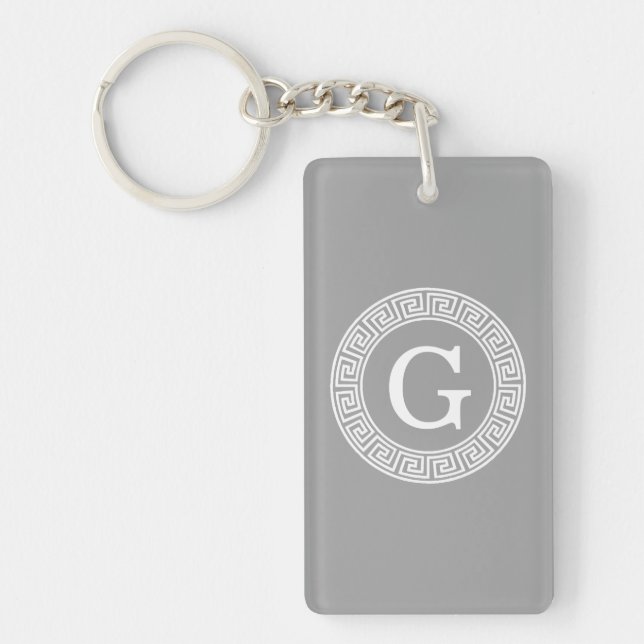 Mörk Grått Whant Grekiska Nyckel Rnd Ram Initial M (Framsidan)