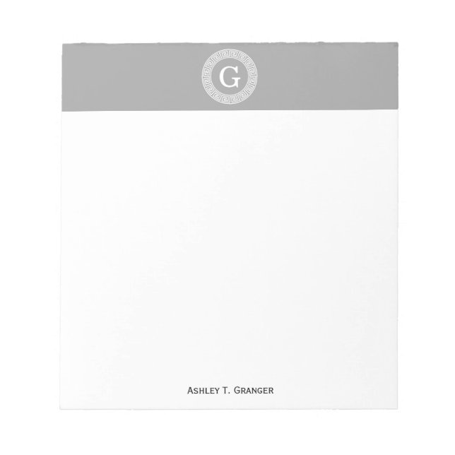 Mörk Grått Whant Grekiska Nyckel Rnd Ram Initial M Anteckningsblock (Framsida)
