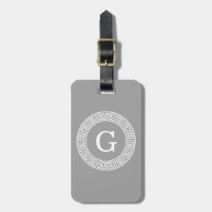 Mörk Grått Whant Grekiska Nyckel Rnd Ram Initial M Bagagebricka