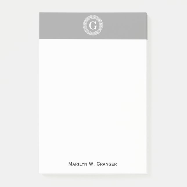Mörk Grått Whant Grekiska Nyckel Rnd Ram Initial M Post-it Block (Framsida)