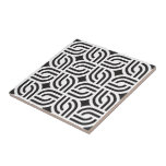 Mörk Grått White Antique geometric Mönster Kakelplatta<br><div class="desc">Mörk grått ornament mönster med antika mönster på vit bakgrund.</div>
