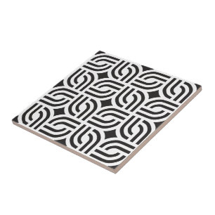 Mörk Grått White Antique geometric Mönster Kakelplatta