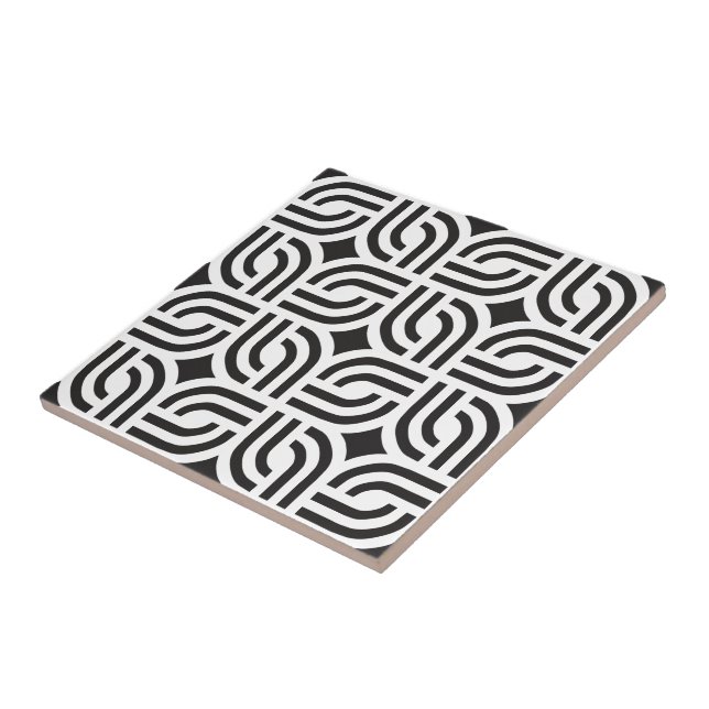 Mörk Grått White Antique geometric Mönster Kakelplatta (Sidan)