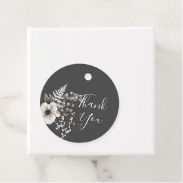 Mörk Grått & White Blommigt Bröllop Gåvor Etiketter