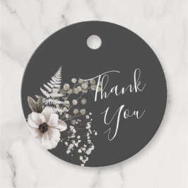 Mörk Grått & White Blommigt Bröllop Gåvor Etiketter