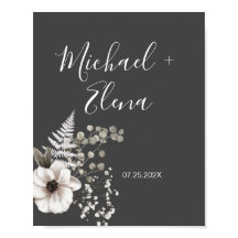 Mörk Grått & White Blommigt Bröllop par