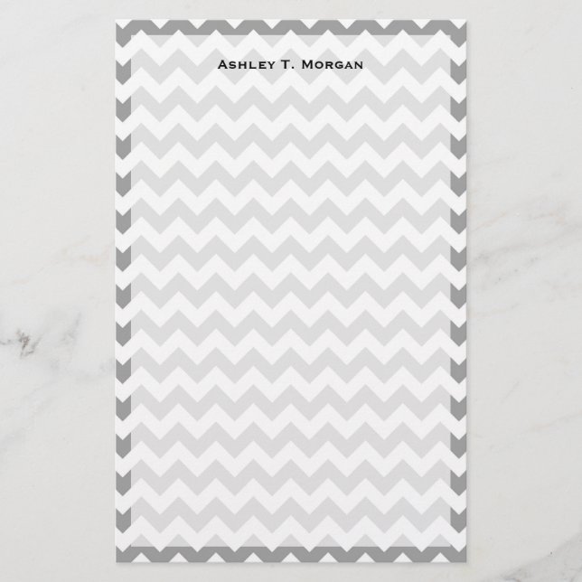 Mörk Grått White Chevron Zig-Zag Mönster Brevpapper (Framsida)