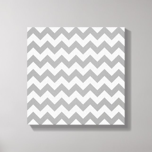 Mörk Grått White Chevron Zig-Zag Mönster Canvastryck (Framsida)