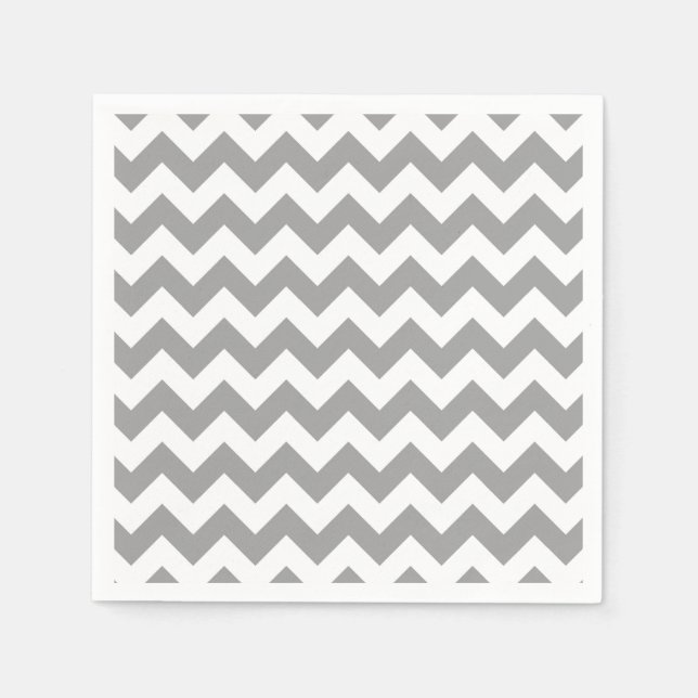 Mörk Grått White Chevron Zig-Zag Mönster Pappersservett (Framsidan)