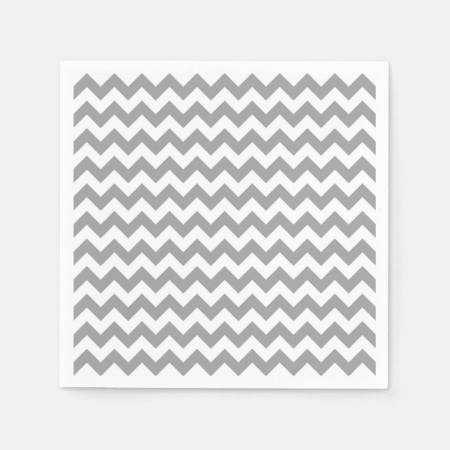 Mörk Grått White Chevron Zig-Zag Mönster Pappersservett (Framsidan)