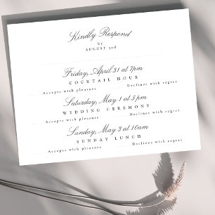 Mörk Grått White Elegant Calligraphy multi-event OSA Kort