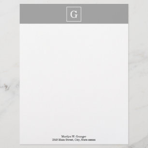Mörk Grått White Framed Monogram Brevhuvud