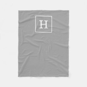 Mörk Grått White Framed Monogram Fleecefilt
