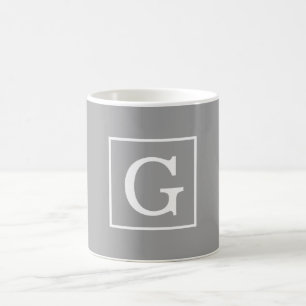 Mörk Grått White Framed Monogram Kaffemugg