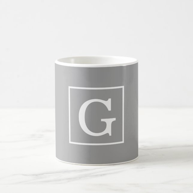 Mörk Grått White Framed Monogram Kaffemugg (Center)