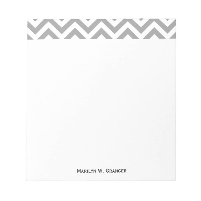 Mörk Grått White Large Chevron ZigZag Mönster Anteckningsblock (Framsida)