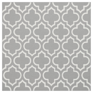 Mörk Grått, White Moroccan Quatrefoil #6 Tyg