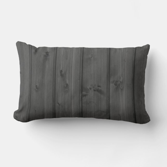 Mörk Grått Wood Struktur Lumbar Pillow Lumbarkudde (Framsida)