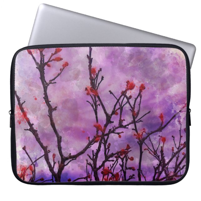 Mörk Grenar med rödbuktens vattenfärg Laptop Fodral (Framsidan)