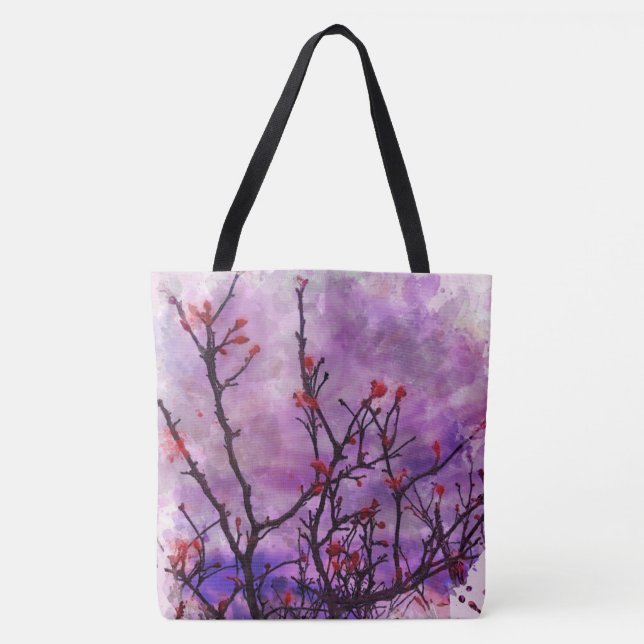 Mörk Grenar med rödbuktens vattenfärg Tygkasse (Framsida)