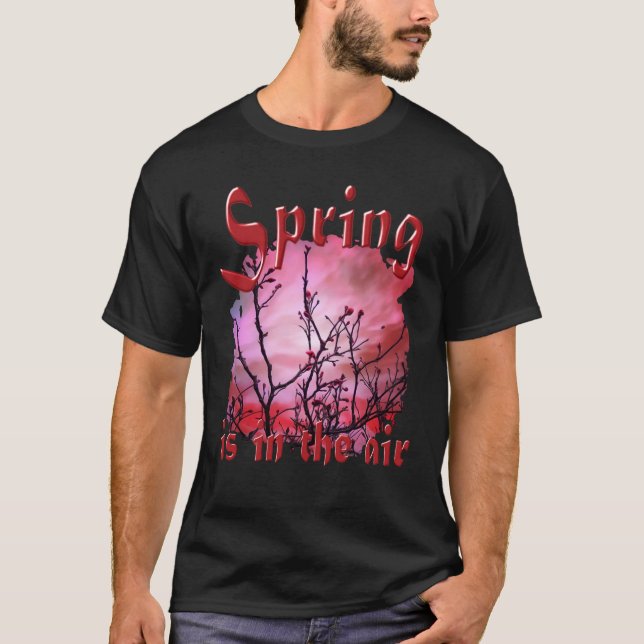 Mörk Grenar Röda buskar och Himmel T Shirt (Framsida)