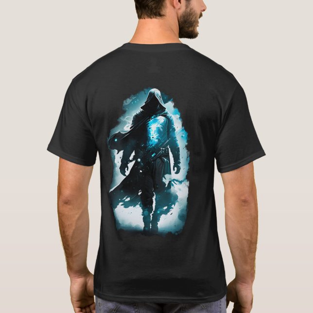 Mörk Grim Reaper Shadow Warrior Gotisk Fantasy T Shirt (Baksida)