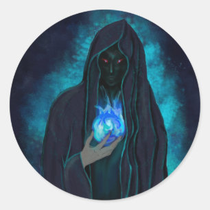 Mörk Grim Reaper Specter som håller boll Runt Klistermärke