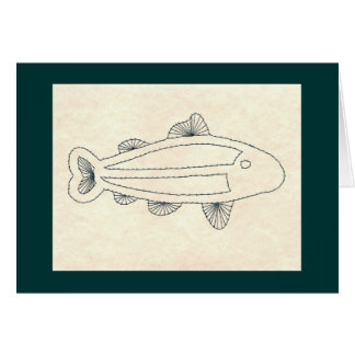 MÖRK - grön FISK Hälsningskort