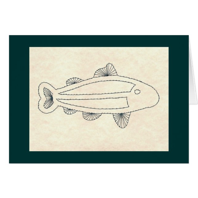 MÖRK - grön FISK Hälsningskort (Framsidan Horizontal)