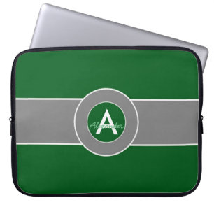 Mörk - grön grå Monogrampersonlig Laptop Fodral
