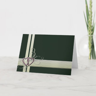 Mörk - grön hjärtadesign kort