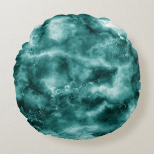 Mörk - grön marmorstruktur rund kudde