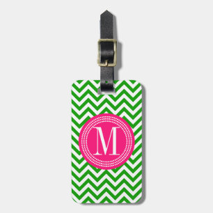 Mörk - grön Monogram för sparresicksackpersonlig Bagagebricka
