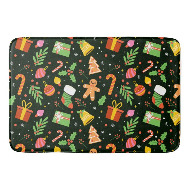 Mörk grönt Abstrakten Mönster Badrumsmatta (Framsidan)