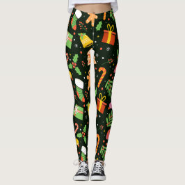 Mörk grönt Abstrakten Mönster Leggings