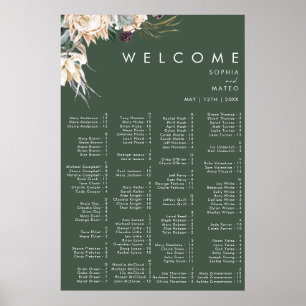 Mörk grönt alfabetiska sittningsdiagram för vit Bl Poster