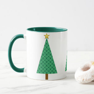 Mörk grönt Arabesque Modern Julgran Mugg