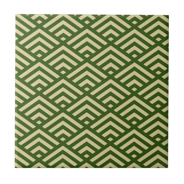 Mörk grönt Art Deco - Stor Diamond Mönster Kakelplatta (Framsidan)
