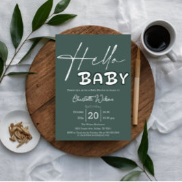 Mörk grönt babyskor för hej Baby Elegant  Inbjudningar