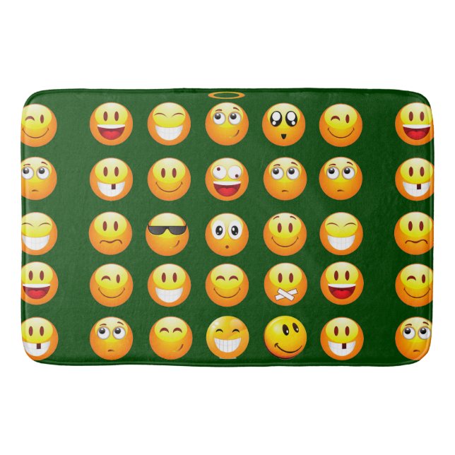 mörk grönt badbad för emoji badrumsmatta (Framsidan)