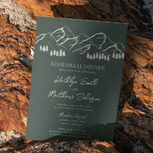 Mörk grönt bergsboxningsmiddagen Gräs Träd Inbjudningar