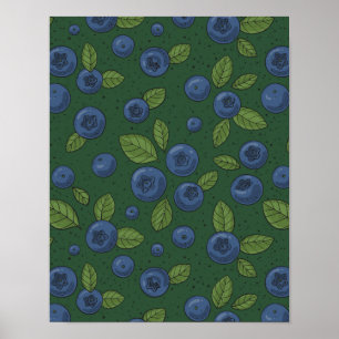 Mörk grönt blåbär poster